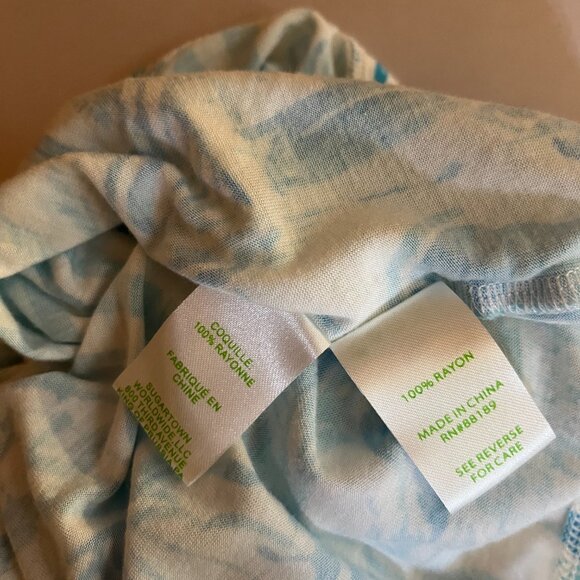 Lilly Pulitzer Size XS Jersey Knit Tyra Tube Top Turquoise White Print - Picture 8 of 8